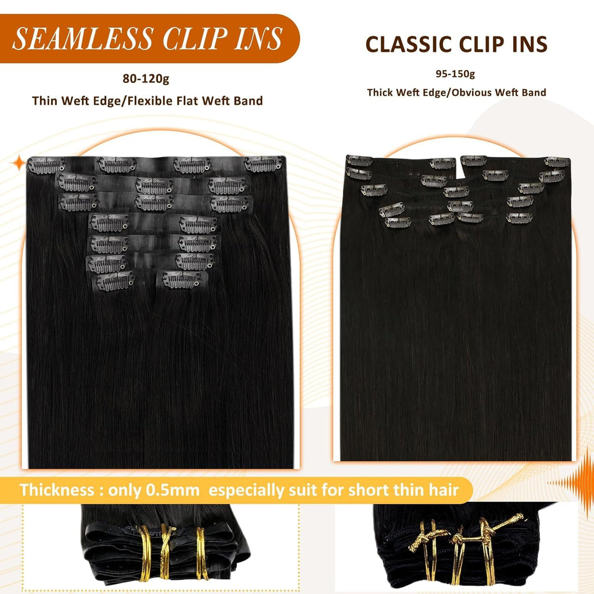 Full Shine Clip in Hair Extensions side view