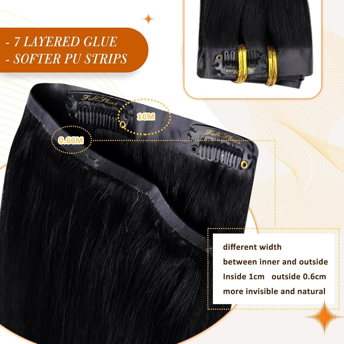 Full Shine Clip In Hair Extensions side view