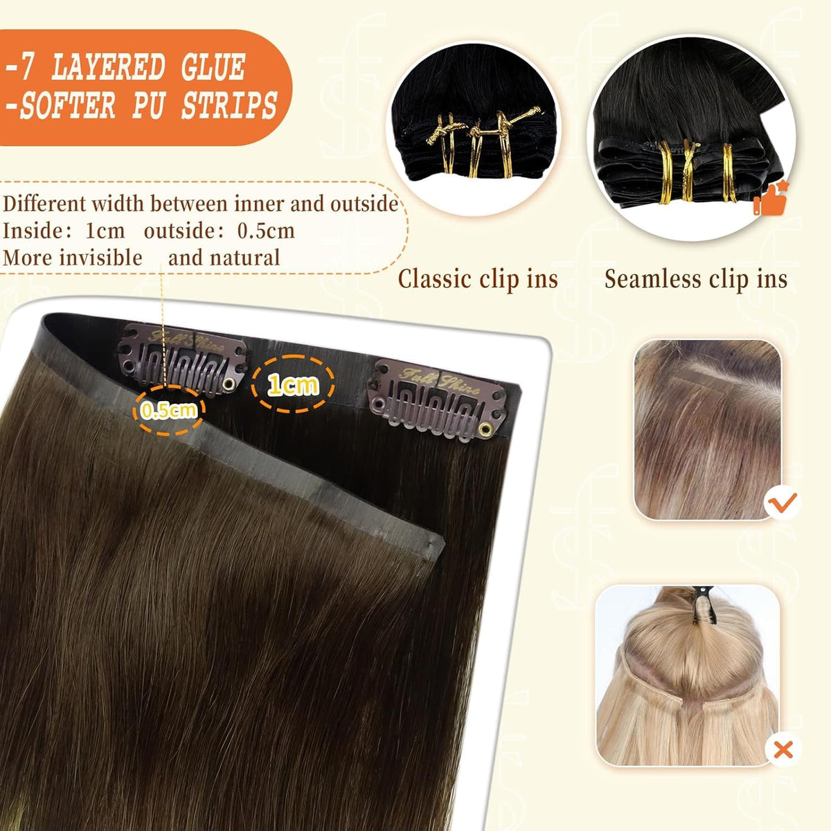 Full Shine Clip-In Hair Extensions styled in sleek ponytail