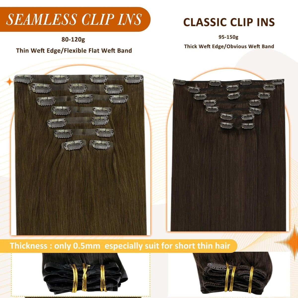 Full Shine Clip in Hair Extensions styled on a model