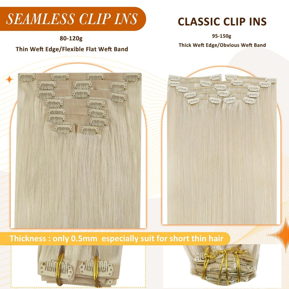 Full Shine Clip in Hair Extensions styled on model