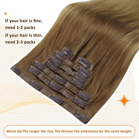 Full Shine Clip in Hair Extensions with silicone-backed clips