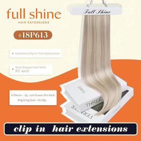 Full Shine Clip in Human Hair Extensions packaging