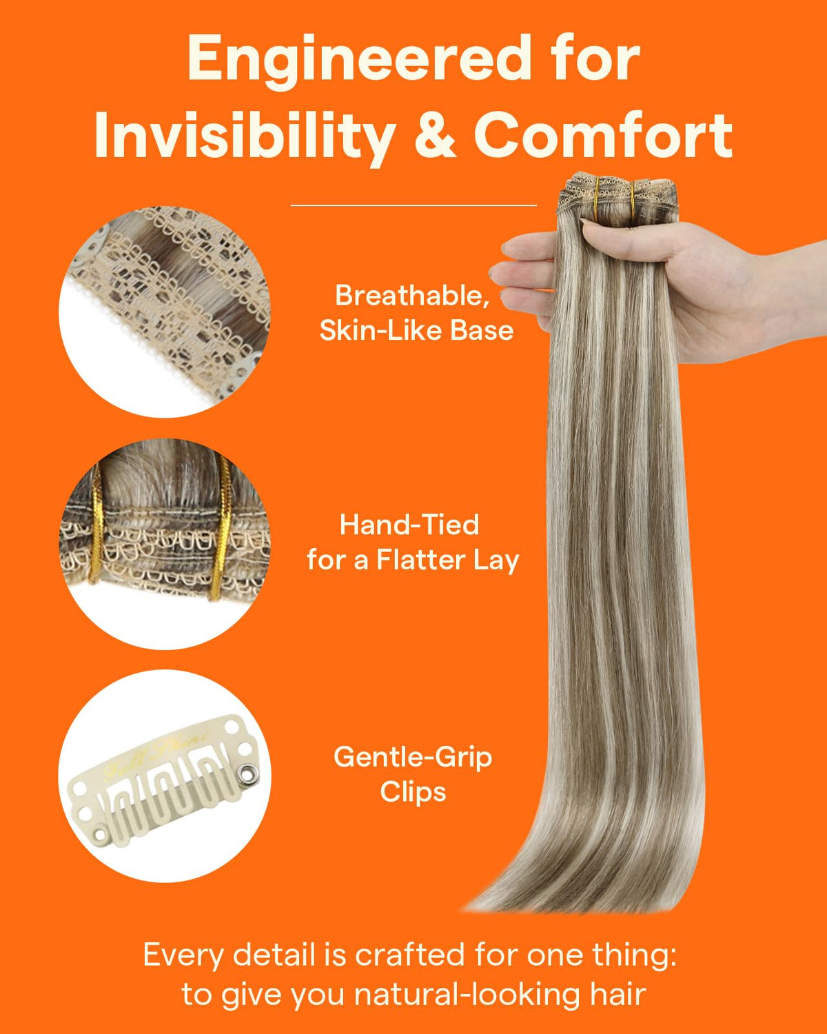 Full Shine Clip on Hair Extensions displayed in packaging