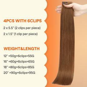 Full Shine Copper Clip-in Extensions displayed with clips
