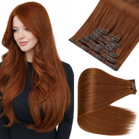 Full Shine Copper Clip in Hair Extensions 20 Inch front view