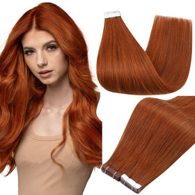 Full Shine Copper Flame 10 Inch Tape In Extensions front view