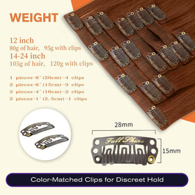 Full Shine Copper Hair Extensions displayed with styling tools