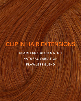 Full Shine Copper Hair Extensions laid flat to show weft construction