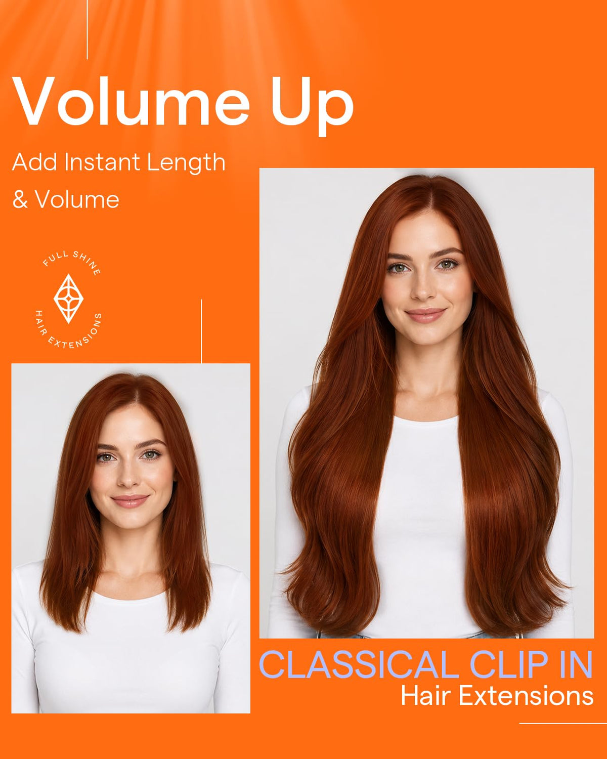 Full Shine Copper Mahogany extensions showing clips and weft