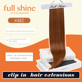 Full Shine Copper Red Clip-In Hair Extensions packaging