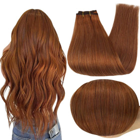 Full Shine Copper Sew In Weft Hair Extensions 24 Inch front view