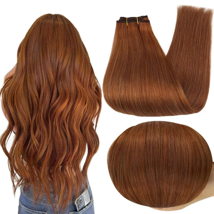 Full Shine Copper Sew In Weft Hair Extensions 24 Inch front view