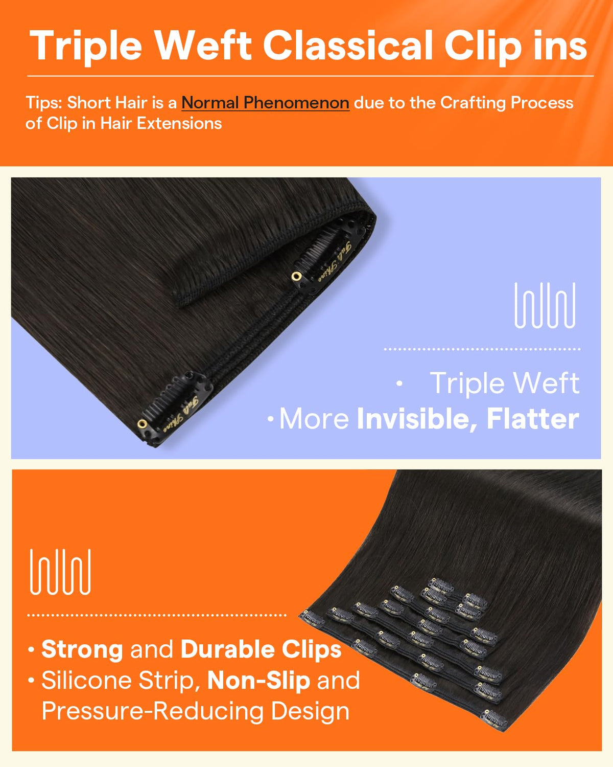 Full Shine Dark Black Clip-in Extensions packaging