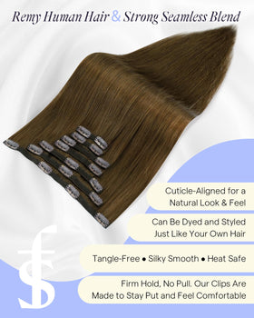 Full Shine Dark Brown Clip in Hair Extensions 22 Inch in packaging