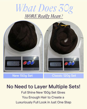 Full Shine Dark Brown Clip-in Hair Extensions displayed on a model
