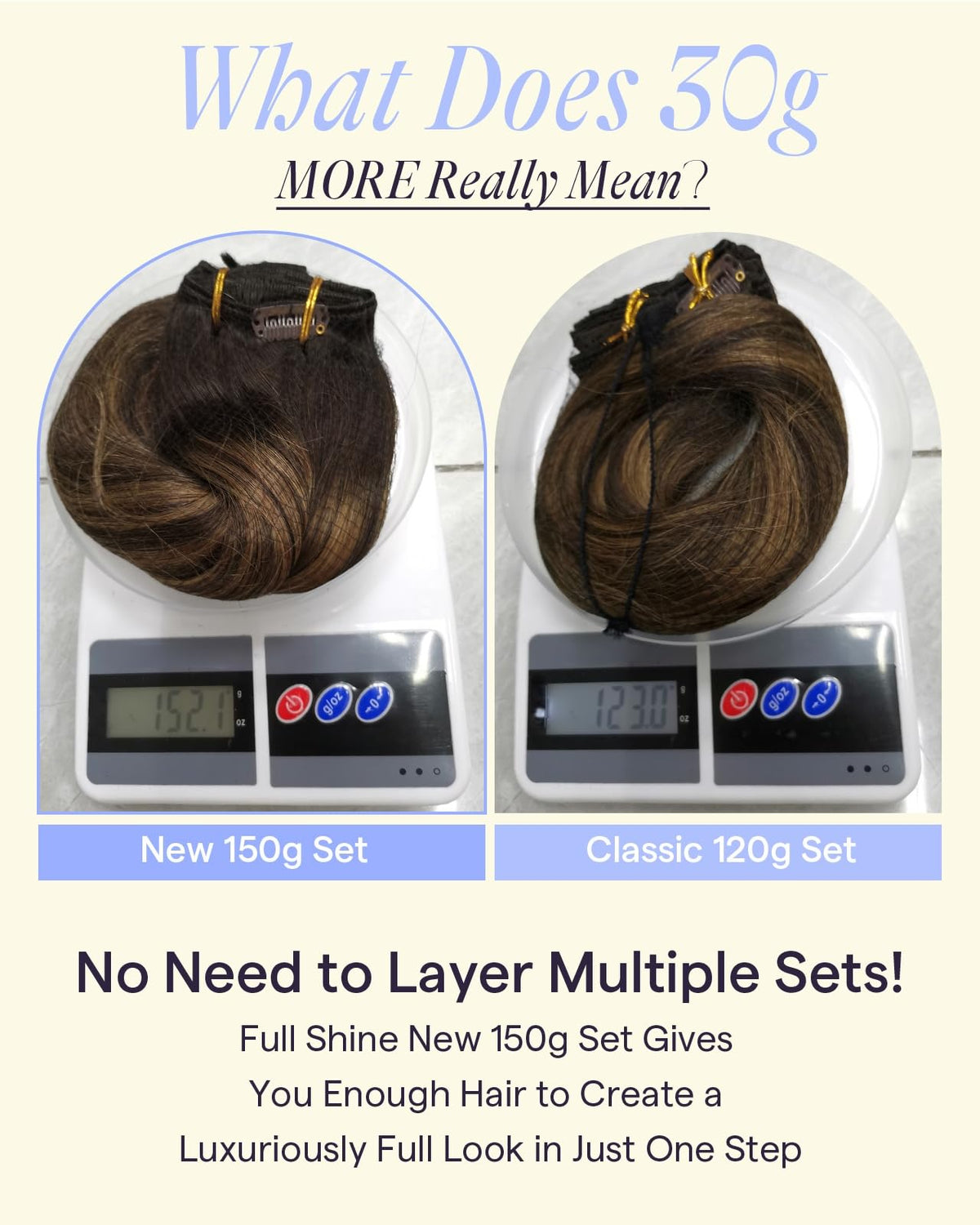 Full Shine Dark Brown Clip in Hair Extensions displayed on a table