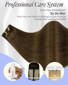 Full Shine Dark Brown Clip-In Hair Extensions in packaging