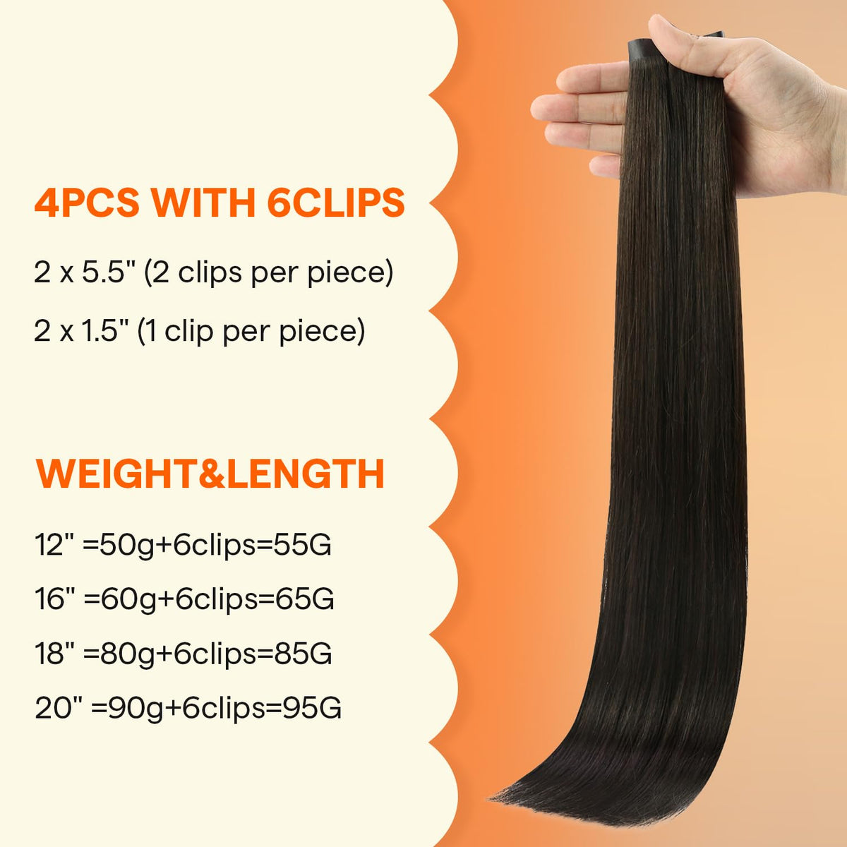 Full Shine Dark Brown Clip-in Hair Extensions packaging