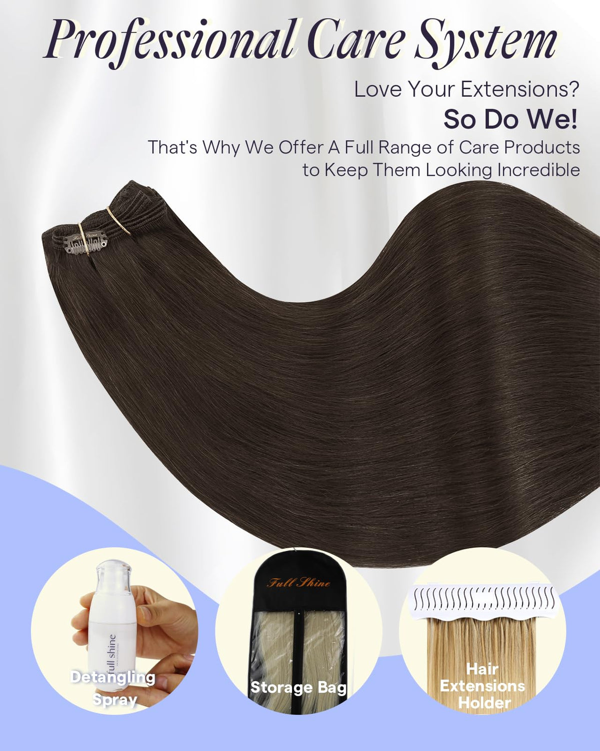 Full Shine Dark Brown Clip-in Hair Extensions packaging