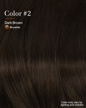 Full Shine Dark Brown Clip in Hair Extensions styled in waves