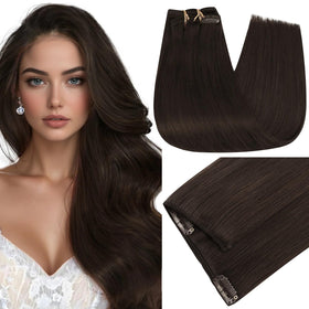 Full Shine Dark Brown Long Clip in Hair Extensions 28 Inch front view