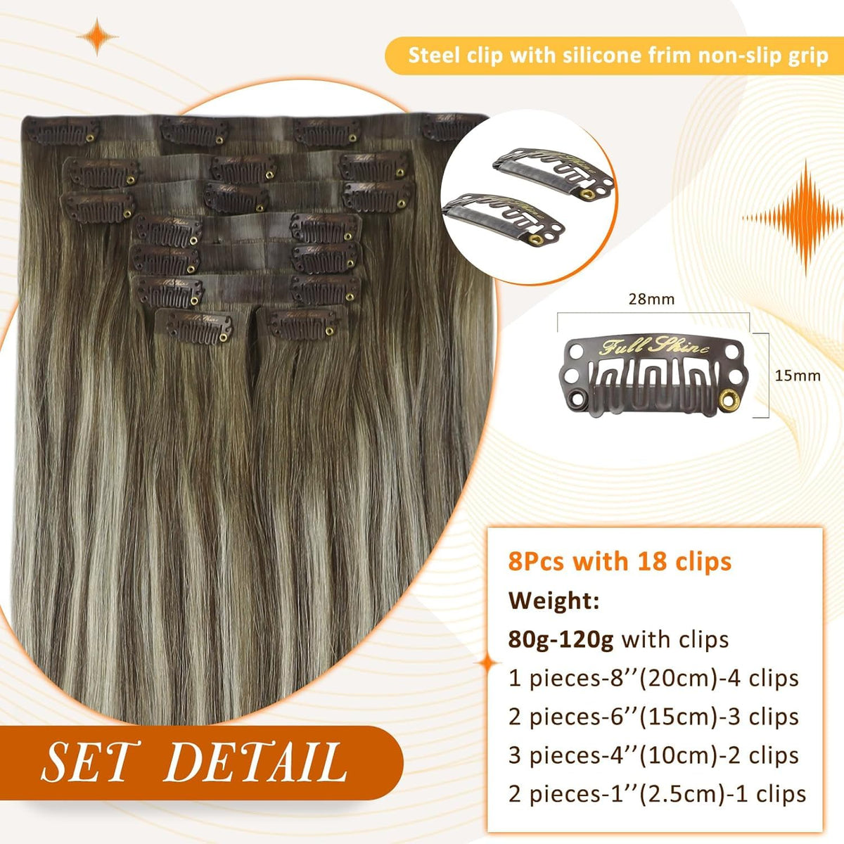 Full Shine extensions displayed in natural light for color accuracy