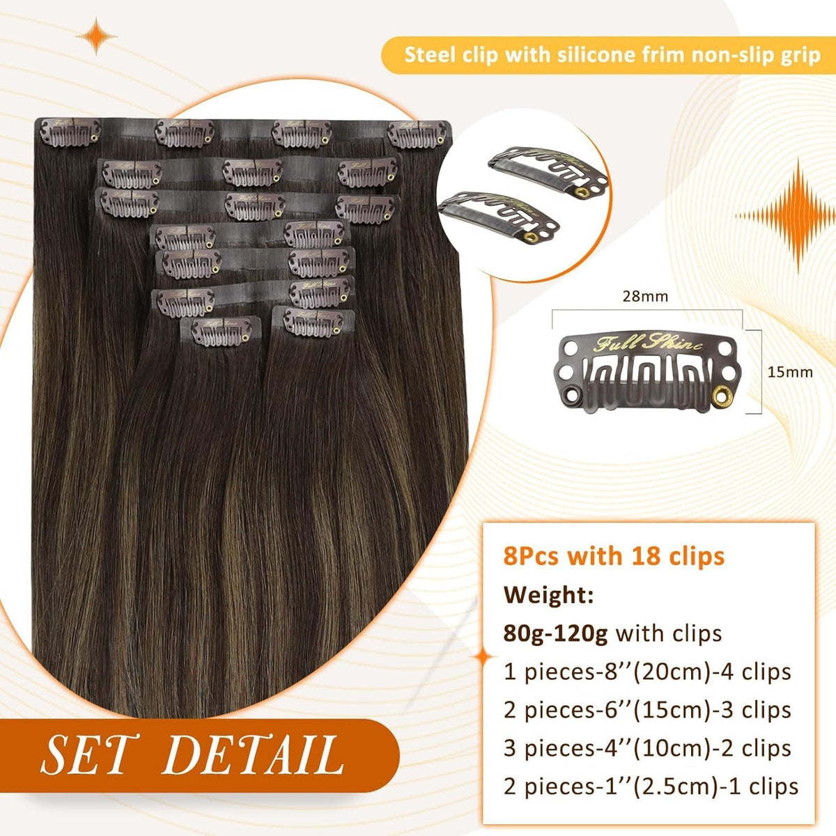 Full Shine extensions displayed in packaging with colour details
