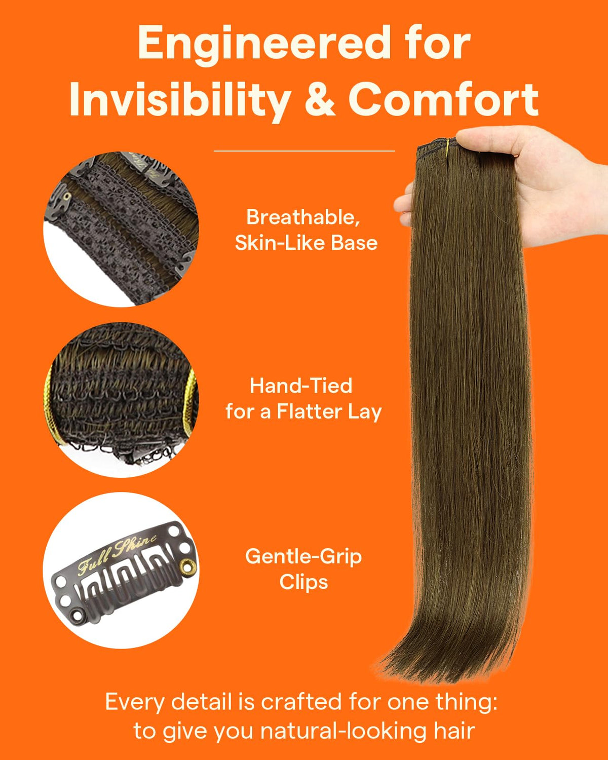 Full Shine extensions displayed with natural silky texture