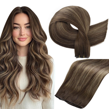 Full Shine Genius Weft Hair Extensions 14 Inch in natural colour