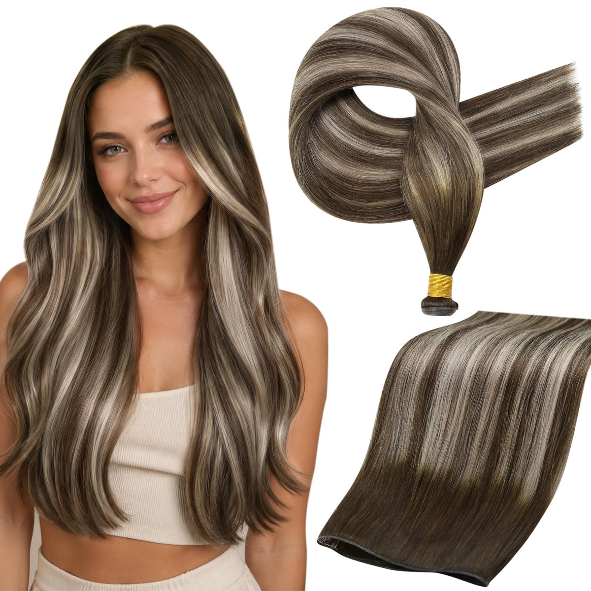 Full Shine Genius Weft Hair Extensions 16 Inch front view