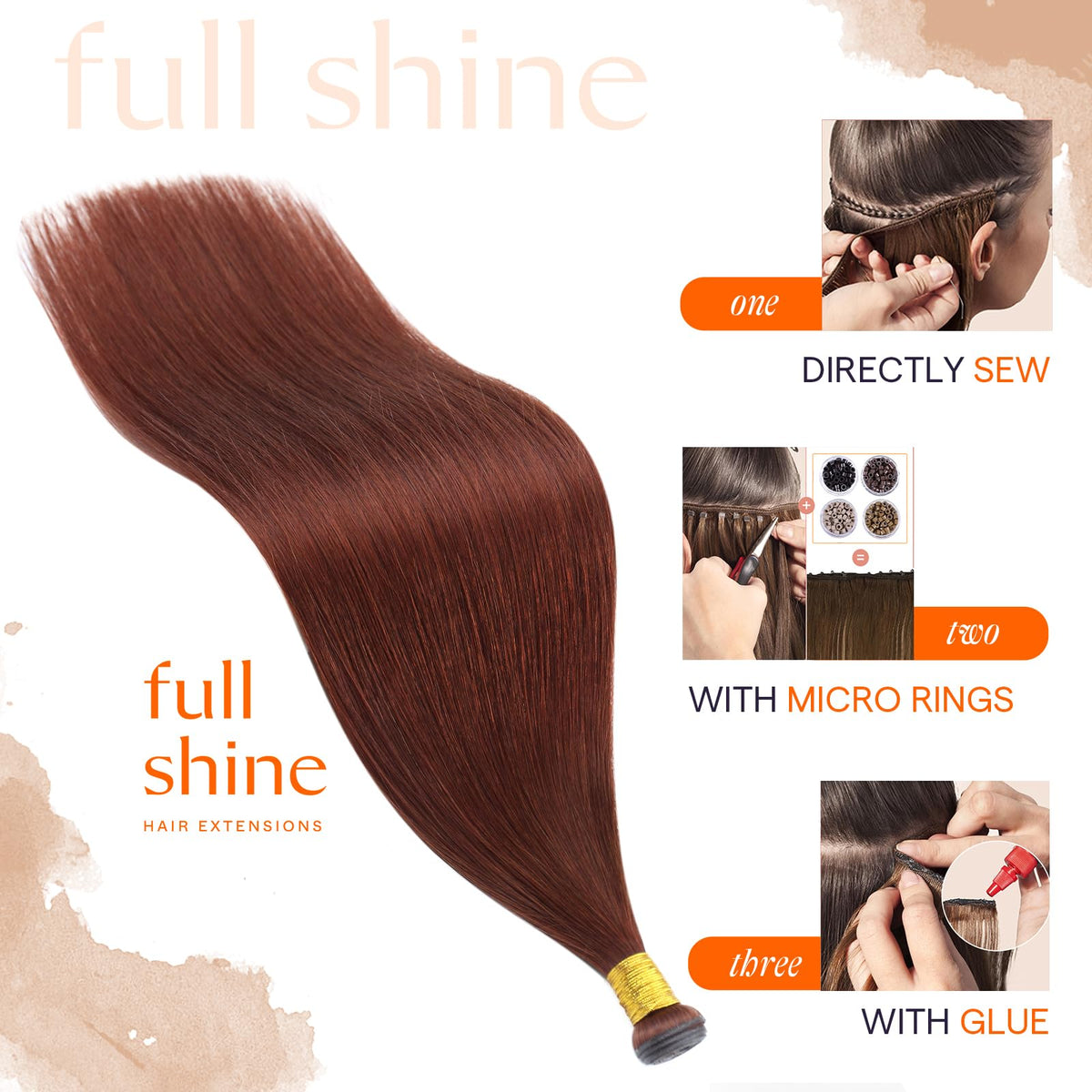 Full Shine Genius Weft Hair Extensions 18 Inch close-up of weft