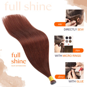 Full Shine Genius Weft Hair Extensions 18 Inch close-up of weft