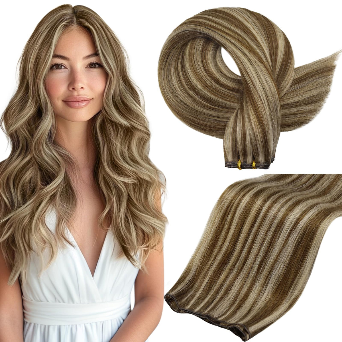 Full Shine Genius Weft Hair Extensions 18 Inch front view