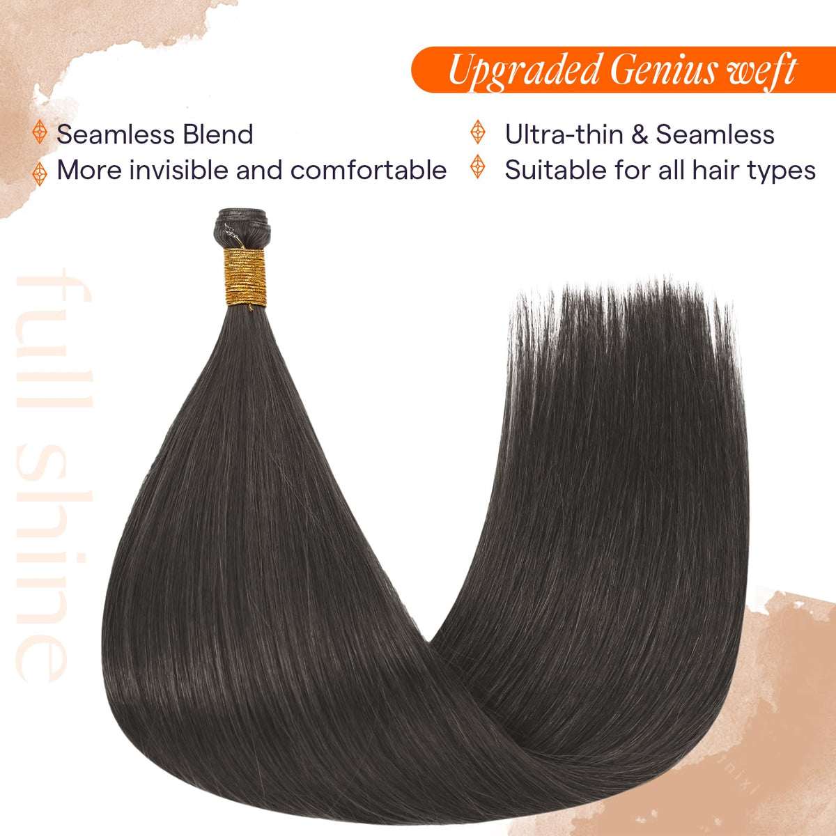 Full Shine Genius Weft Hair Extensions 18 Inch in various shades