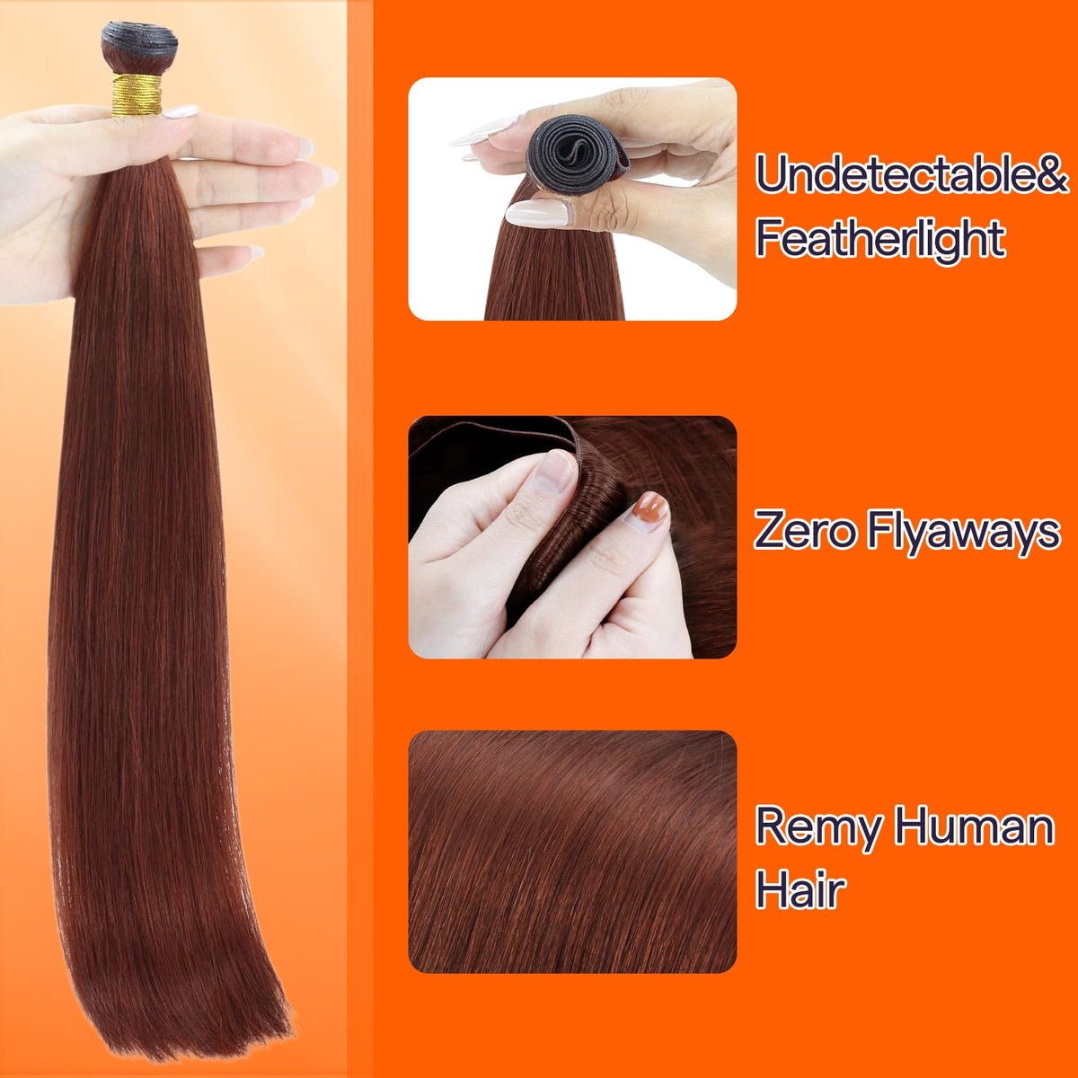 Full Shine Genius Weft Hair Extensions 20 Inch close-up of weft