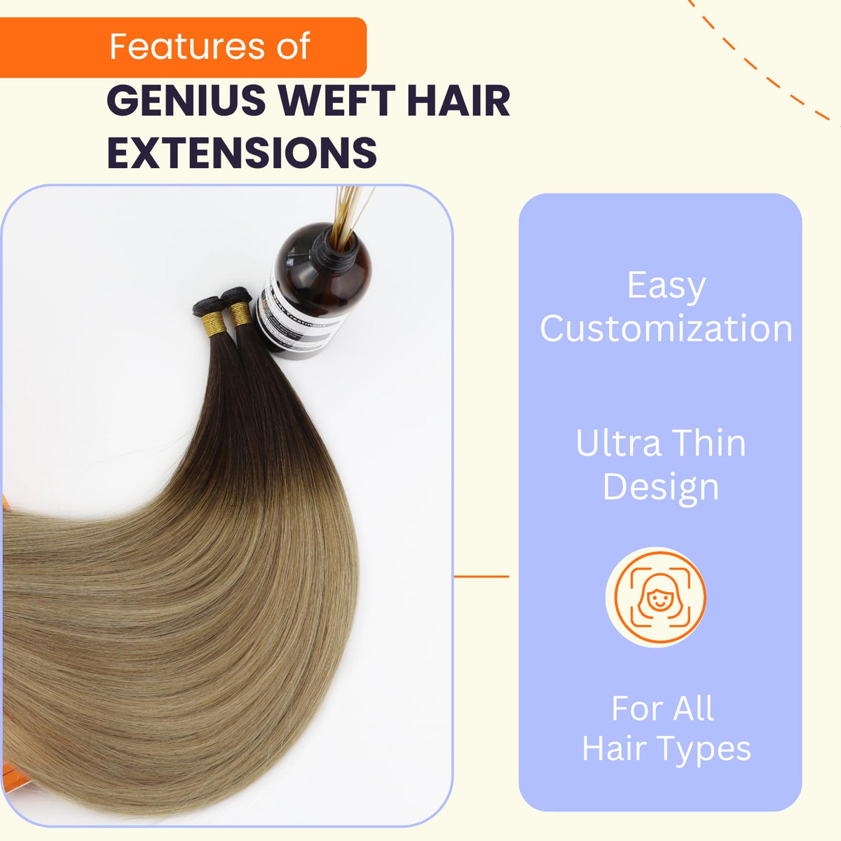 Full Shine Genius Weft Hair Extensions 20 Inch close-up of weft