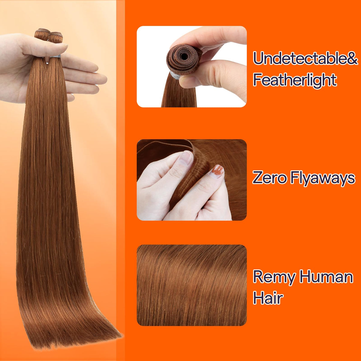 Full Shine Genius Weft Hair Extensions 20 Inch close-up of weft