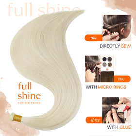 Full Shine Genius Weft Hair Extensions 20 Inch in natural light