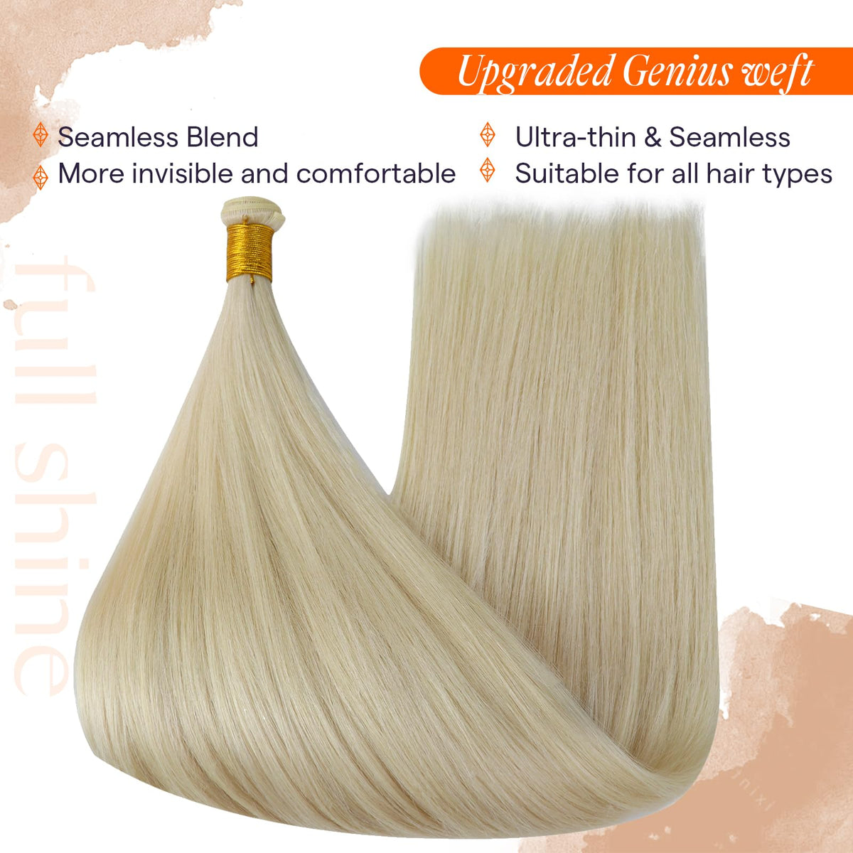 Full Shine Genius Weft Hair Extensions 22 Inch 80g styled on model