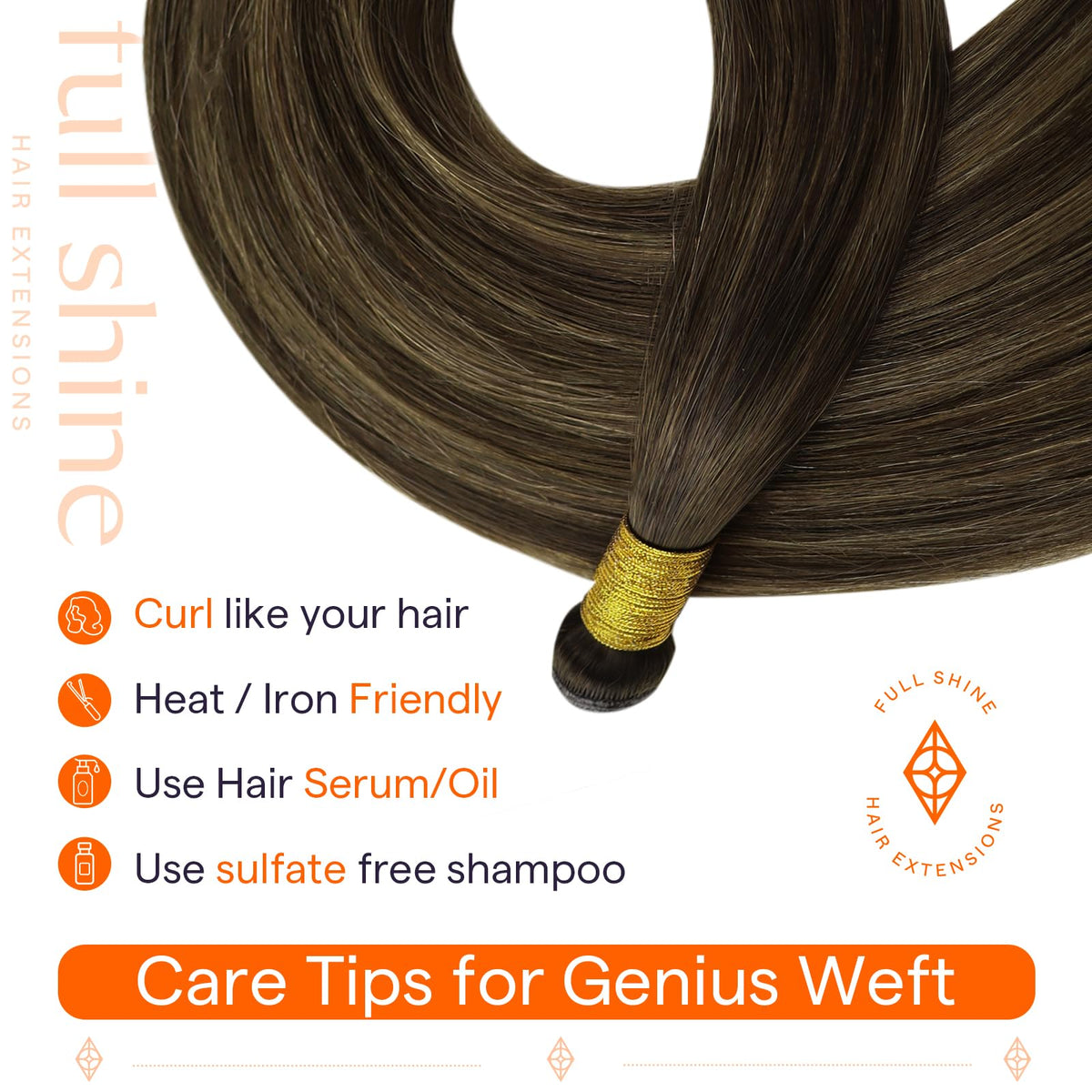 Full Shine Genius Weft Hair Extensions 22 inch styled hair
