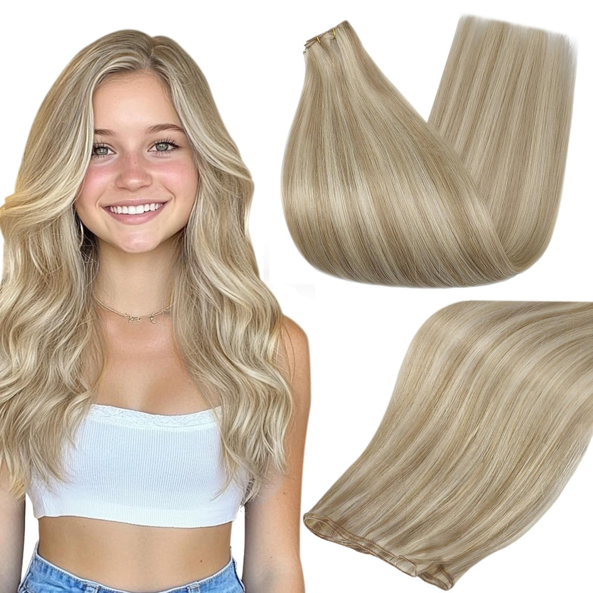 Full Shine Genius Weft Hair Extensions 24 Inch 80g front view