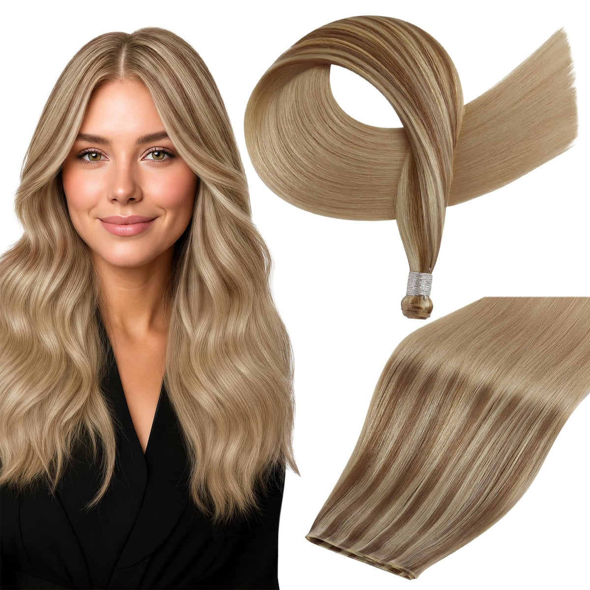 Full Shine Genius Weft Hair Extensions 24 Inch front view