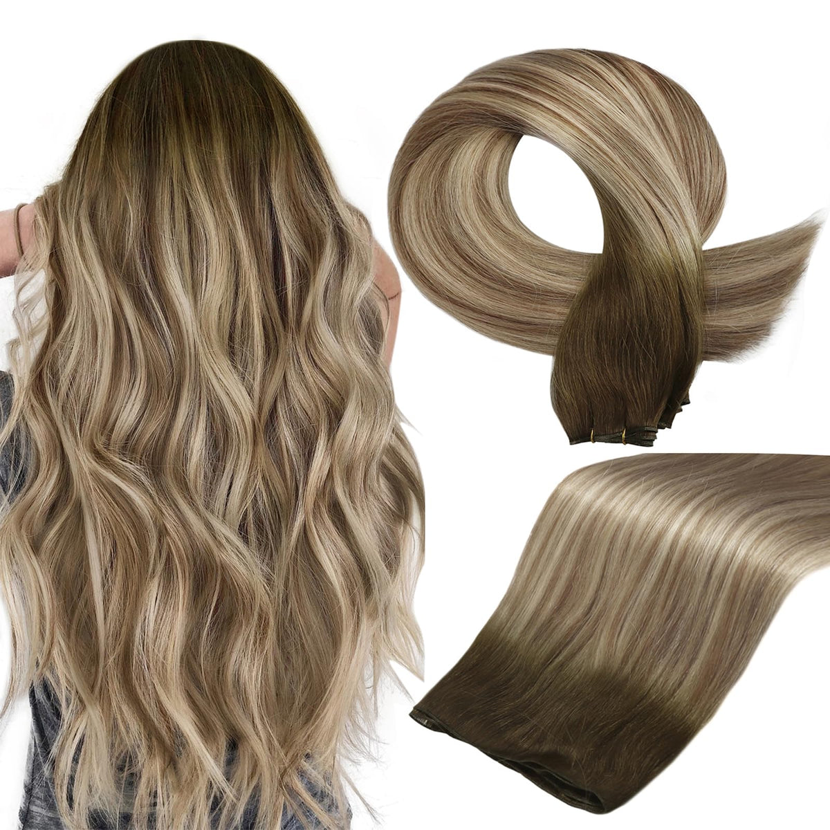 Full Shine Genius Weft Hair Extensions 24 Inch in natural colour