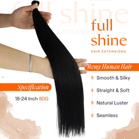 Full Shine Genius Weft Hair Extensions 24 Inch Jet Black packaging
