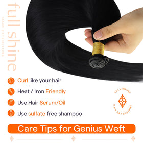 Full Shine Genius Weft Hair Extensions 24 Inch Jet Black texture detail