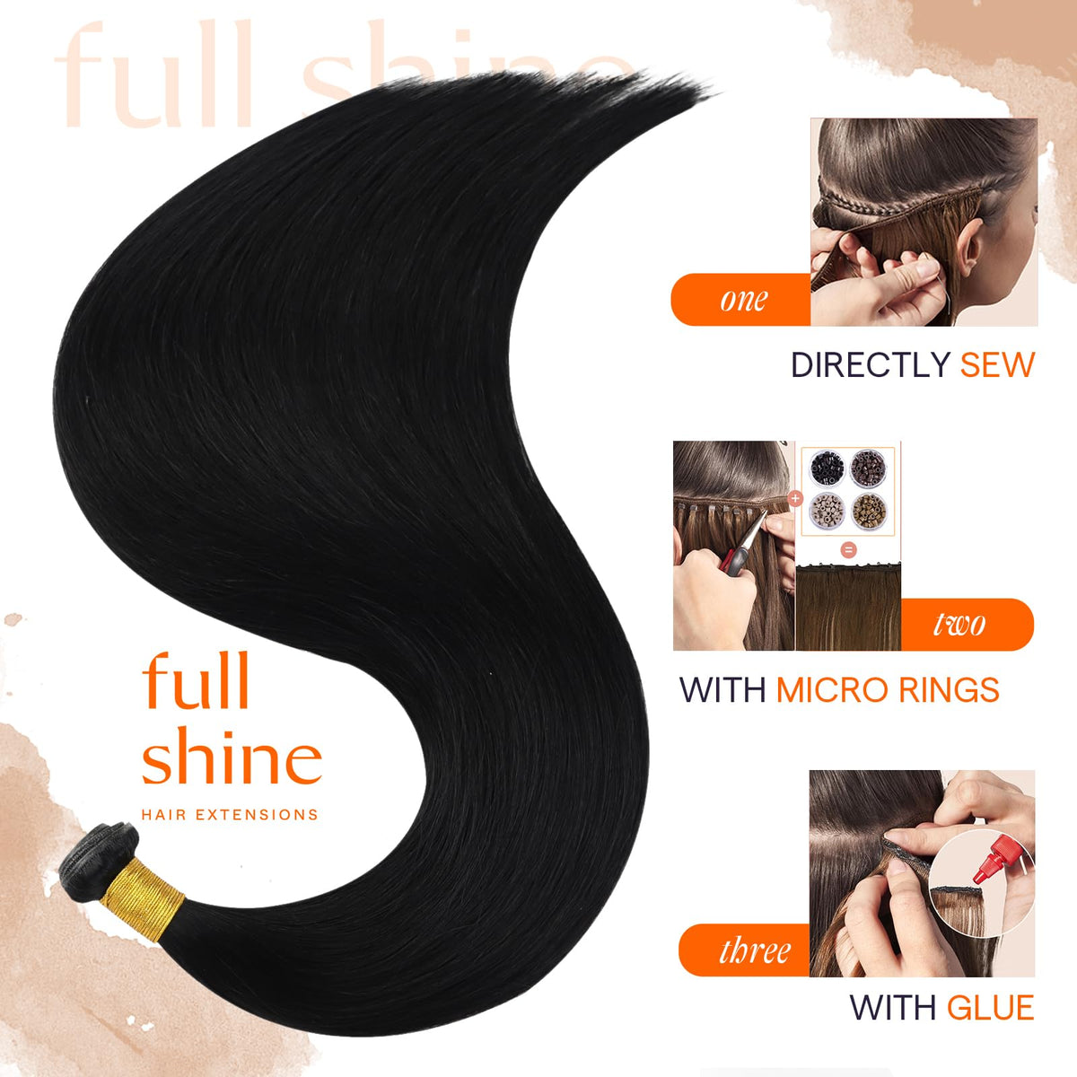 Full Shine Genius Weft Hair Extensions close-up view