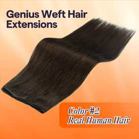 Full Shine Genius Weft Hair Extensions Dark Brown 20 Inch packaging