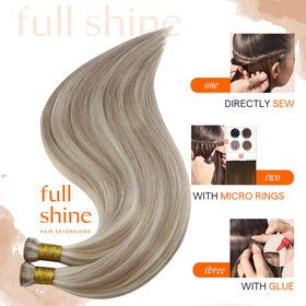 Full Shine Genius Weft Hair Extensions displayed in various colours