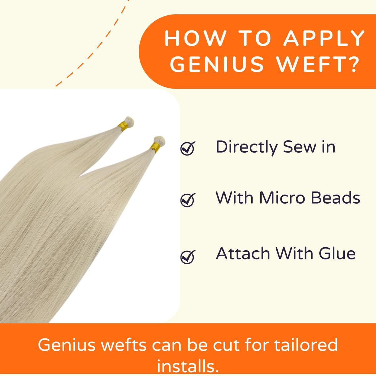 Full Shine Genius Weft hair extensions displayed with packaging